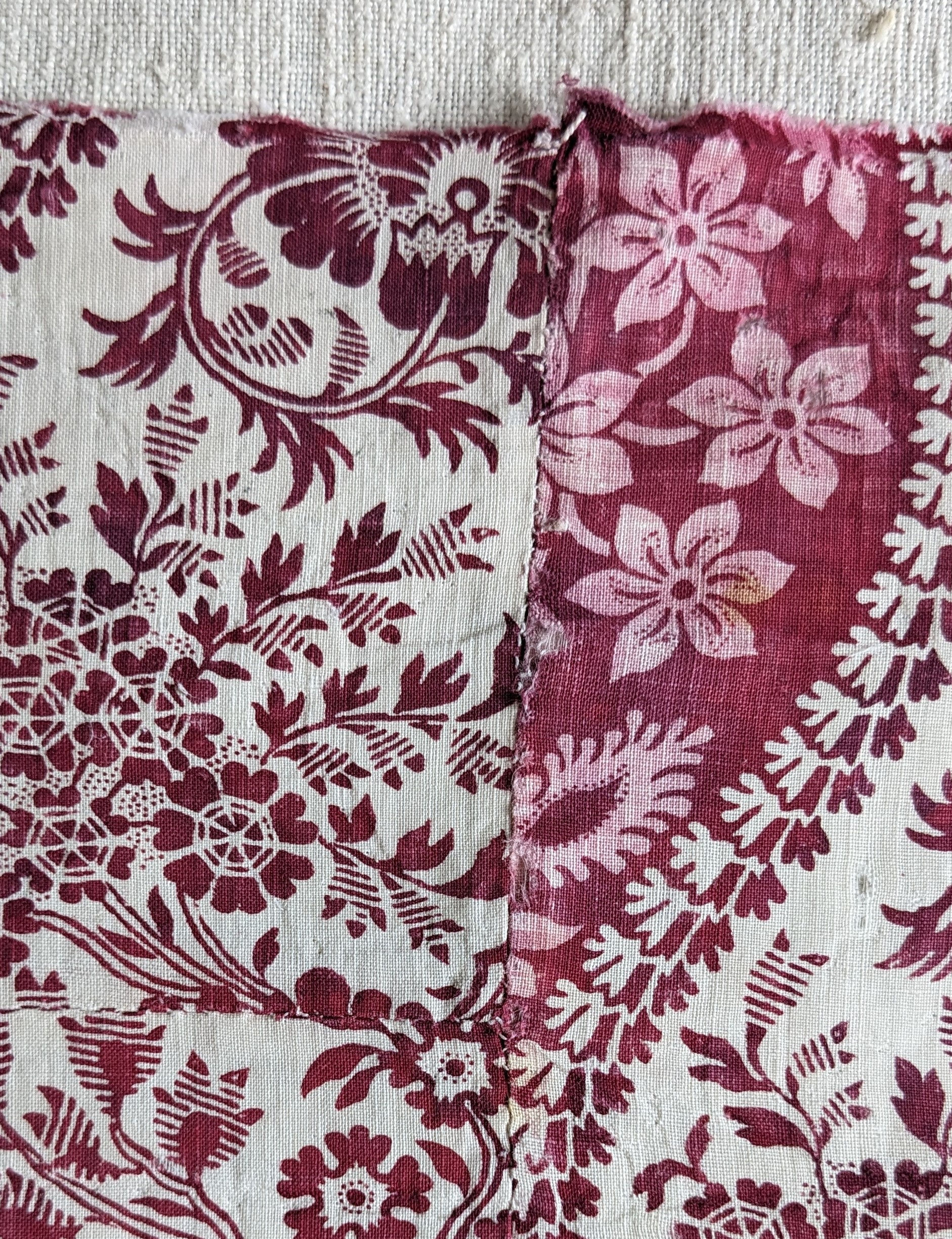 An Early 1800's French Cotton Roll/Block Print Florals