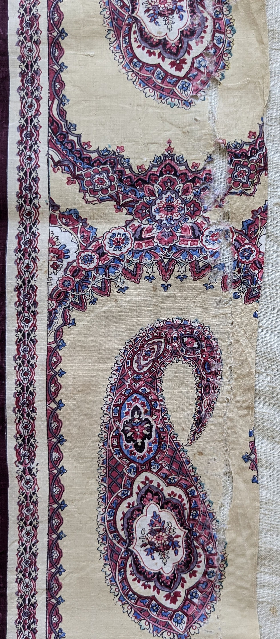 Thumbnail: A 19th Century French Roll Print Fabric Lrg. Paisley Design