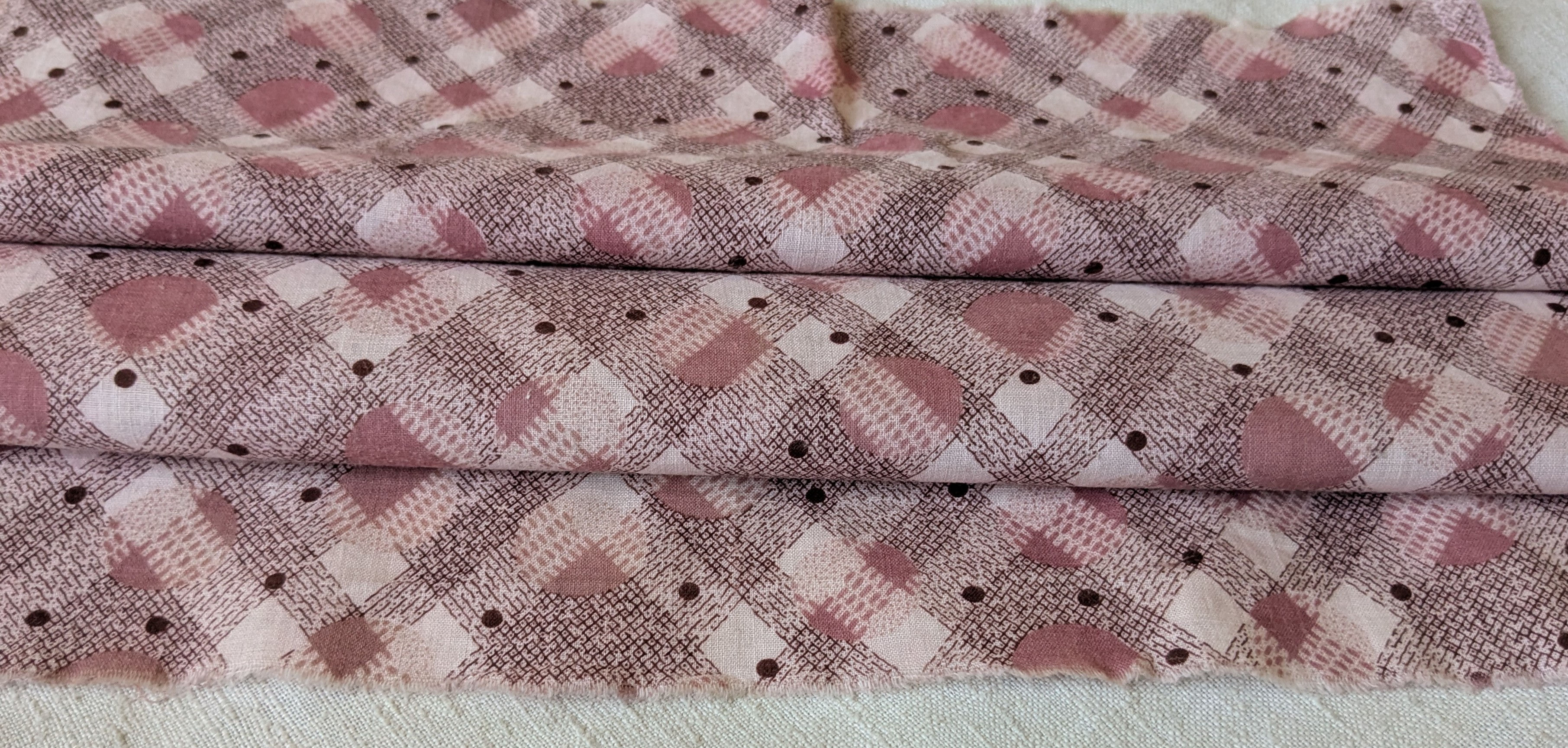 A 19th Century French Cotton Fabric Diamonds Circles