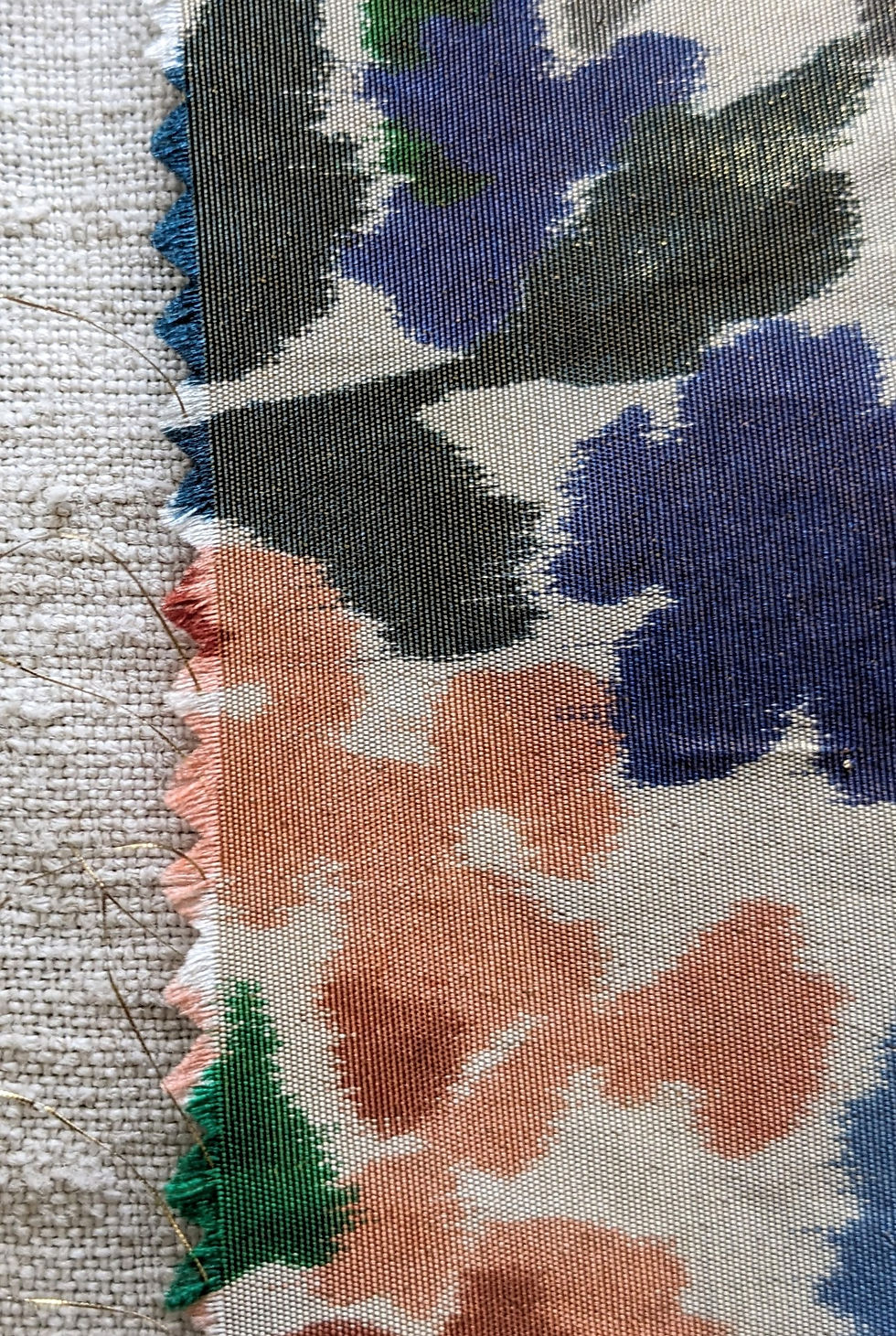 Thumbnail: Mid 20th Century Lyon Silk & Metallic Lame Sampler 3 Pieces