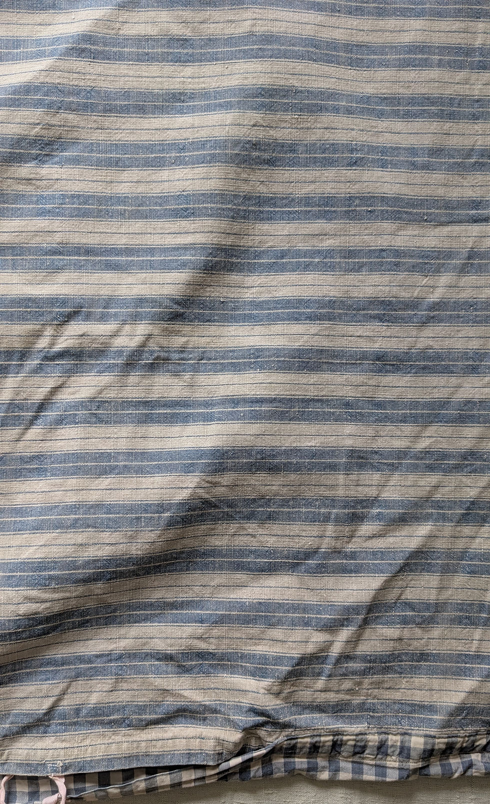 Thumbnail: Early 1900's French Cotton Plaid & Stripe Duvet Cover