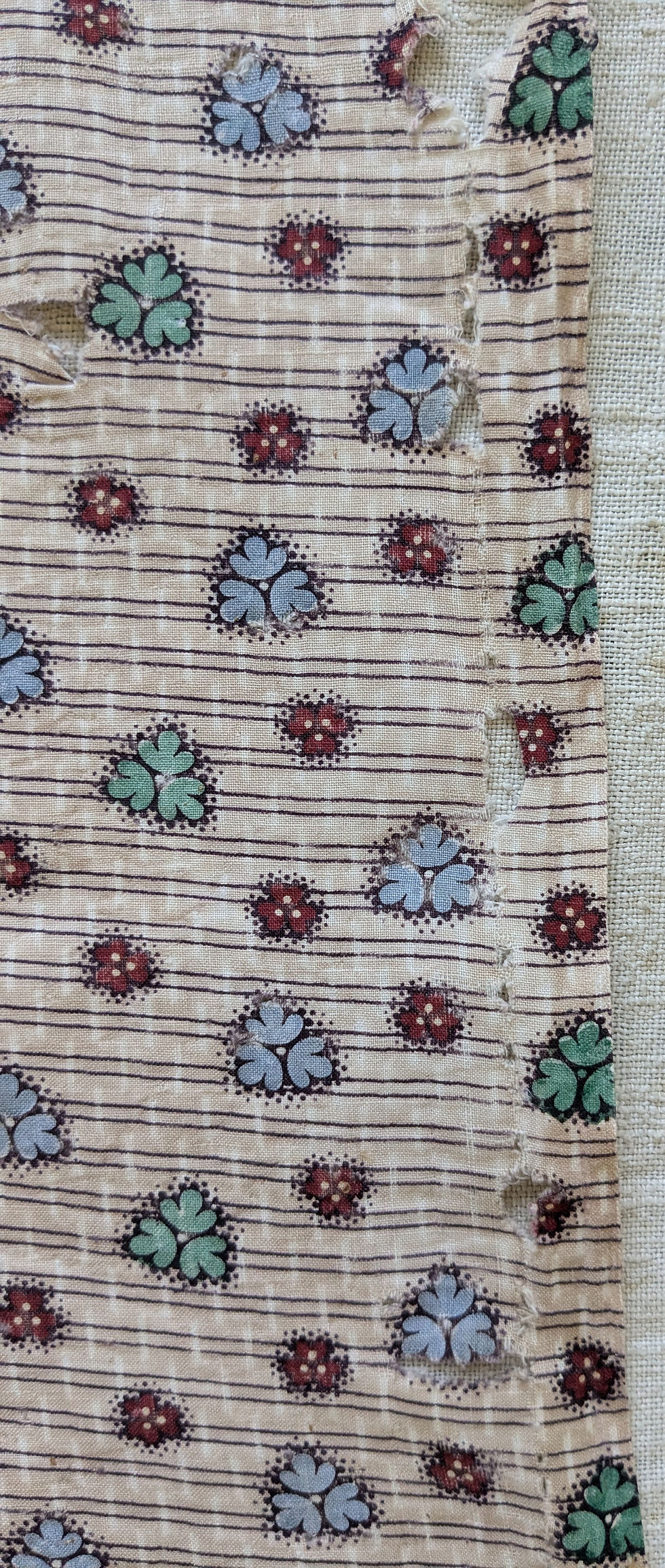 Thumbnail: A 19th Century French Cotton Block Print Fabric Blossoms