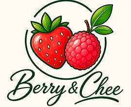 Berry & Chee logo featuring a strawberry and lychee