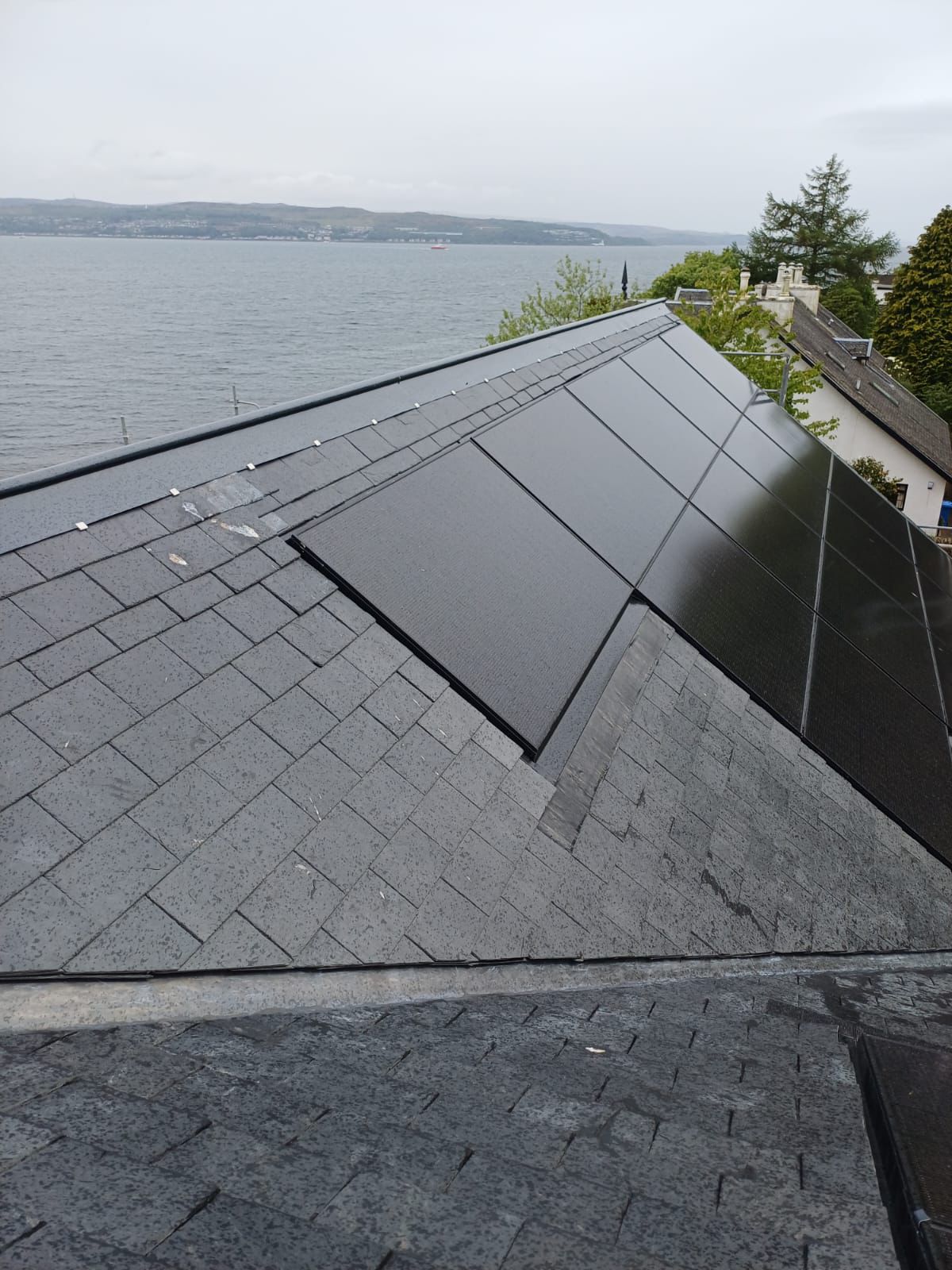 Roof covering and solar panels on our Dunoon roofing project
