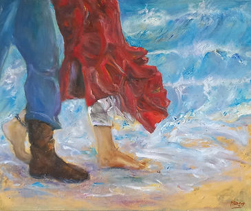 HUBERT-MOUNEY Martine - balade au plus près de l'eau - huile - H 50 cm x L 70 cm.jpg