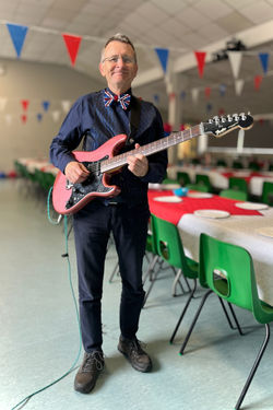Colin sound checking before the Viables Community Centre Jubilee Cream Tea 02/06/2022