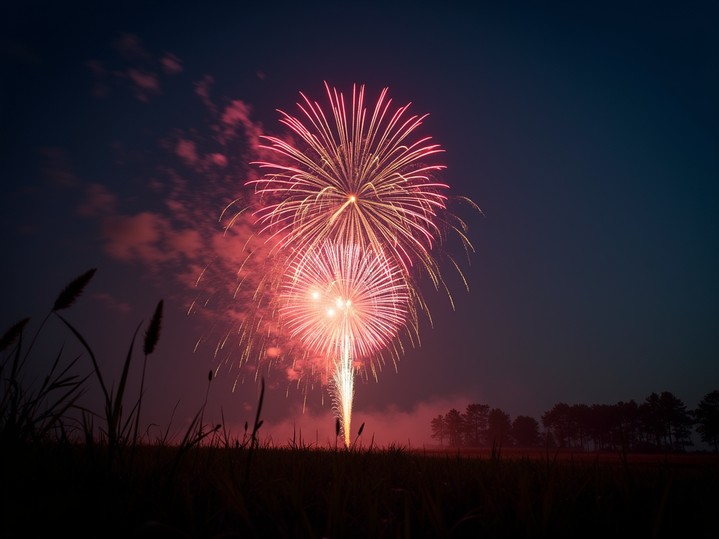 Independence Day celebration with fireworks and stars for a festive and patriotic feel.