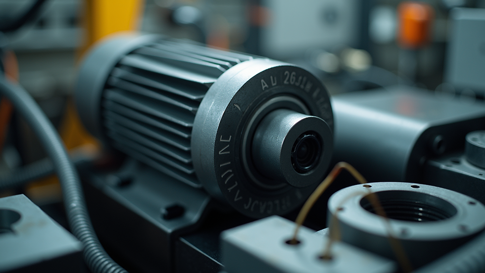 Nahaufnahme eines Elektromotors mit sichtbaren Komponenten