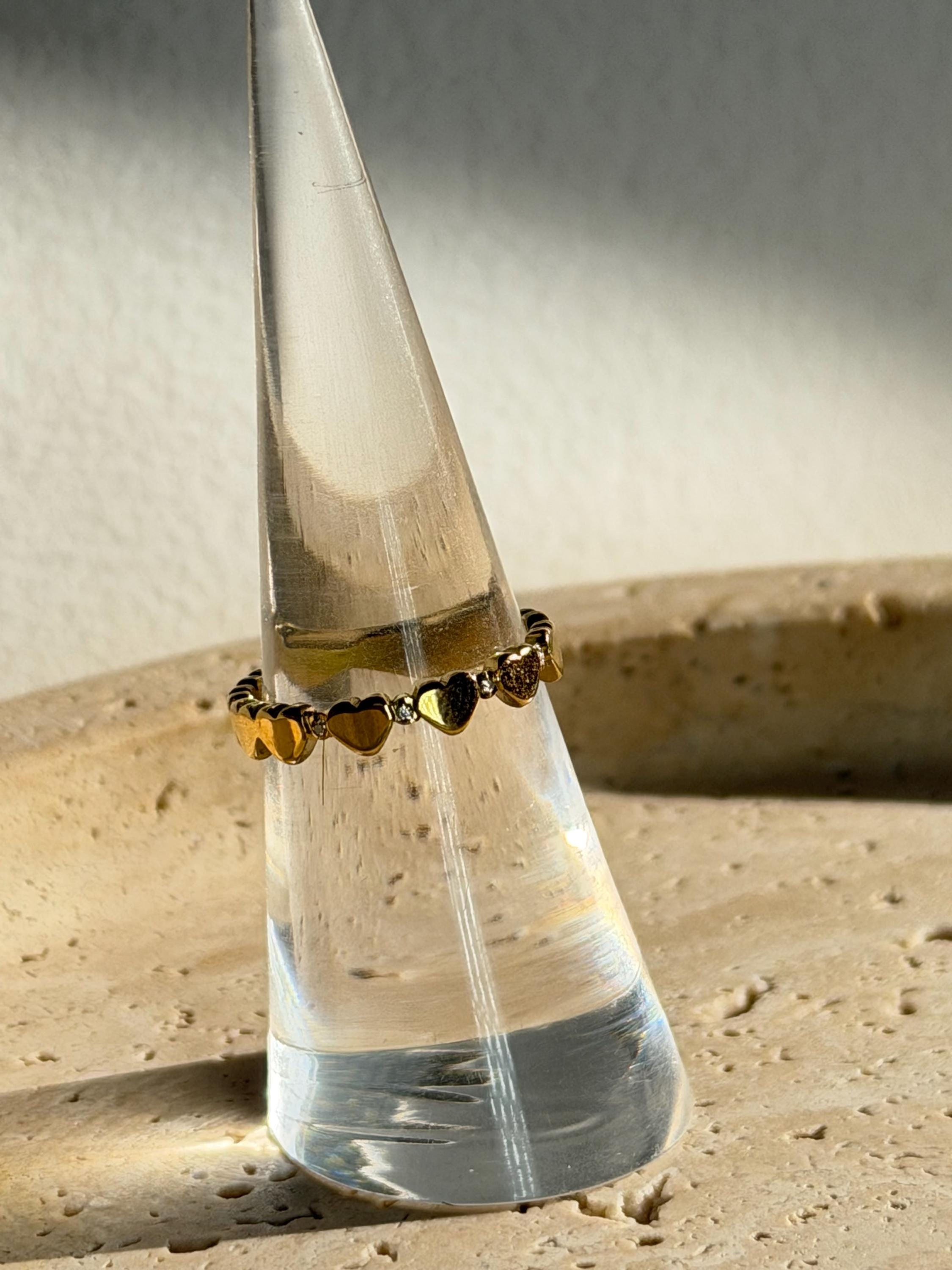 Amora Ring • Gold Heart Band • Dainty Minimalist Ring • Everyday Luxury Jewelry