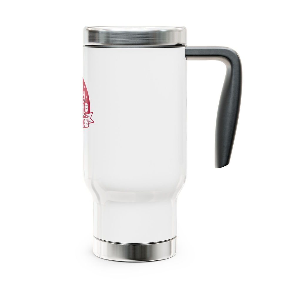 Thumbnail: Christmas Stainless Steel Travel Mug with Handle, 14oz - Holly Jolly Baking