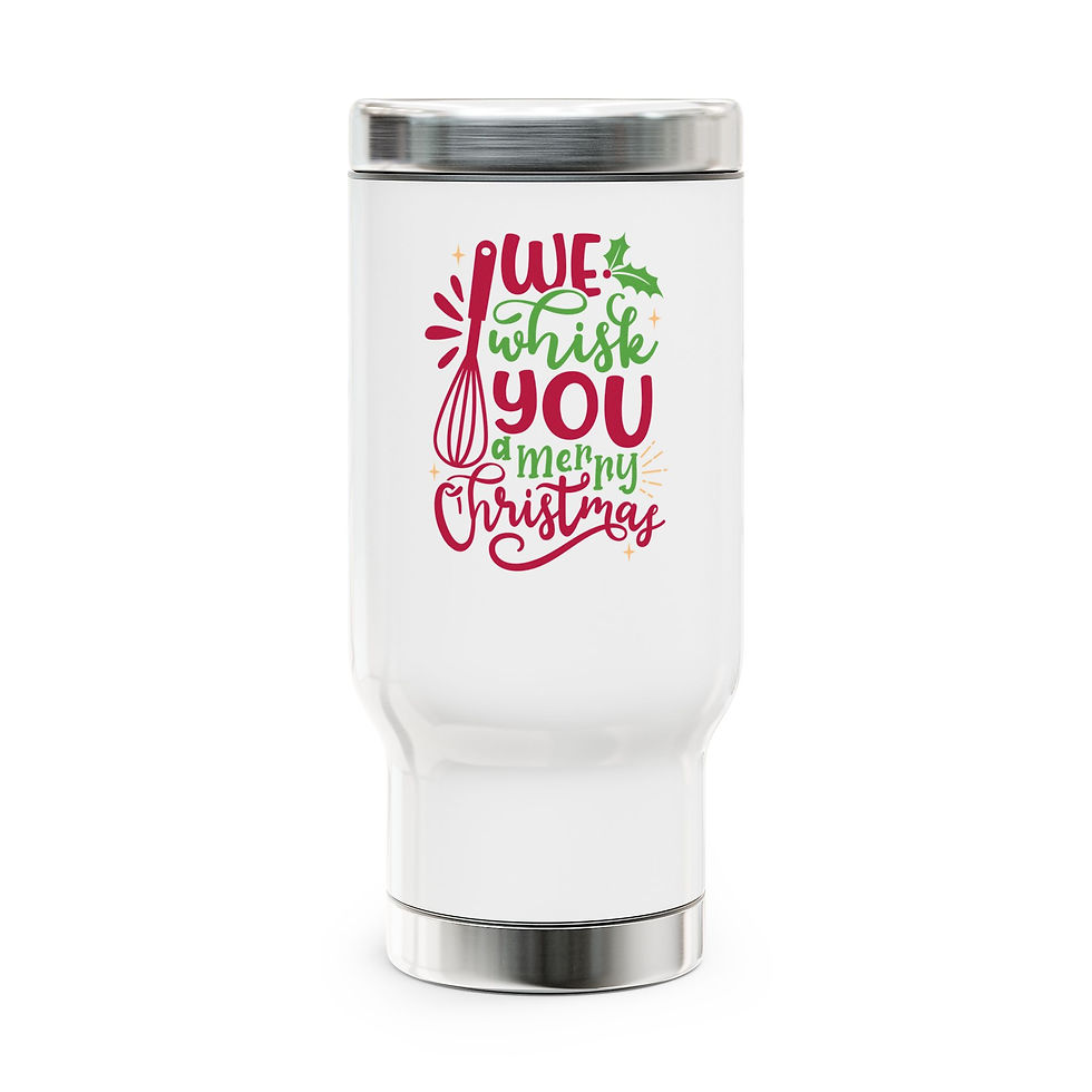 Christmas Stainless Steel Travel Mug with Handle, 14oz - We whisk you