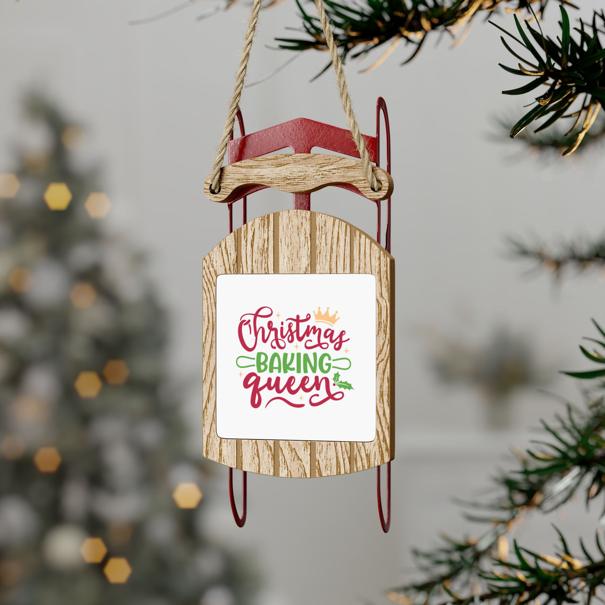 Sled Ornament, Baking Queen