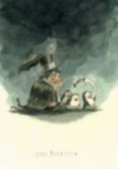 Os pingüins e seu mascote. (original)