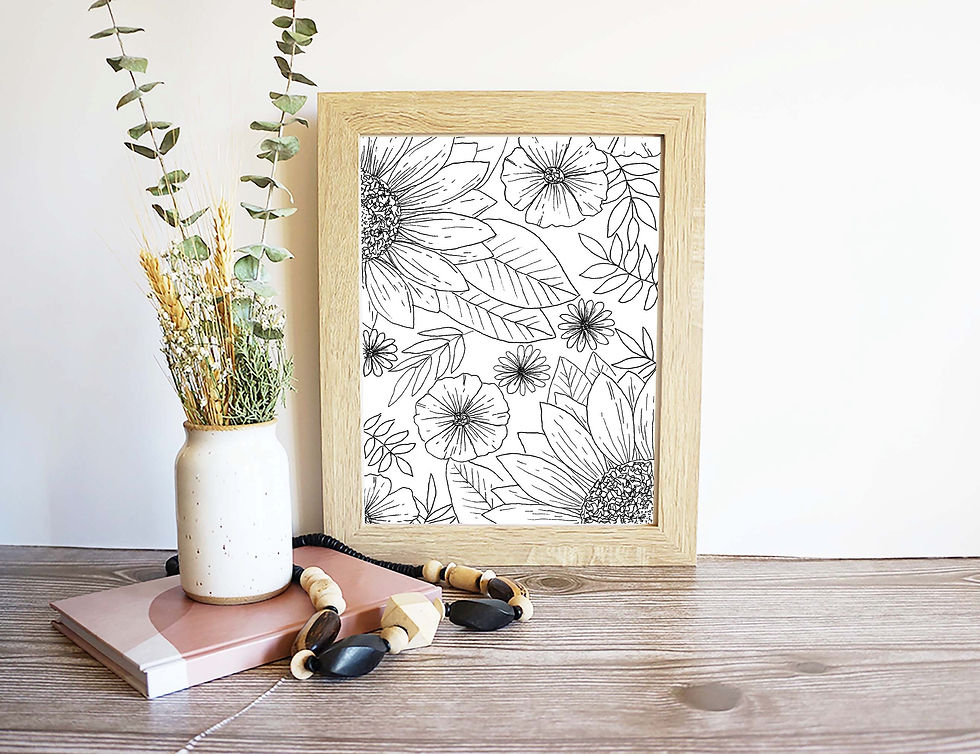 Ink Flower Art Print, Flower Line Art, Botanical Nursery Art