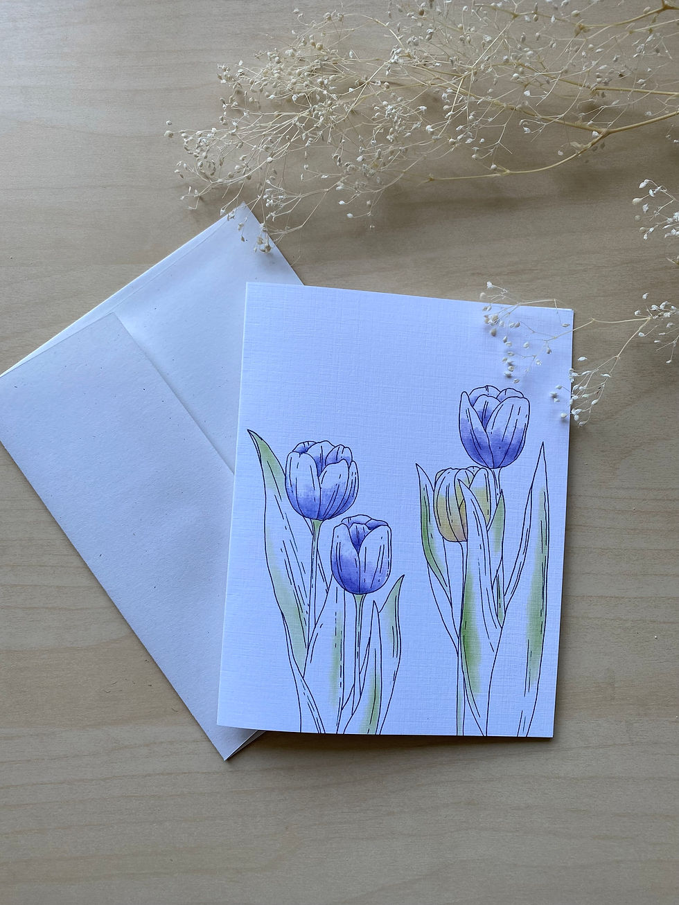 Blank Watercolor Tulip Greeting Card