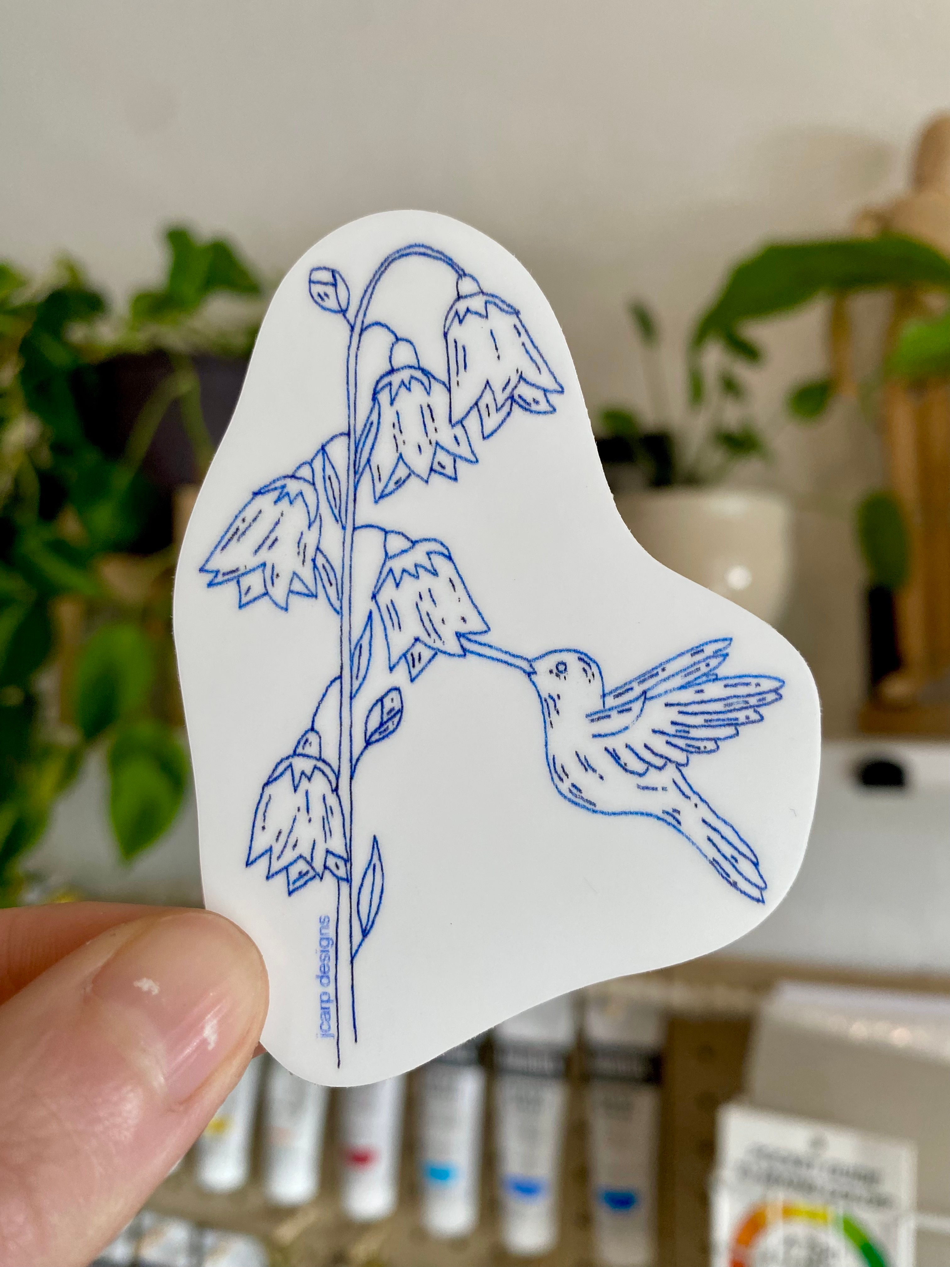Vinyl Bellflower Hummingbird Sticker