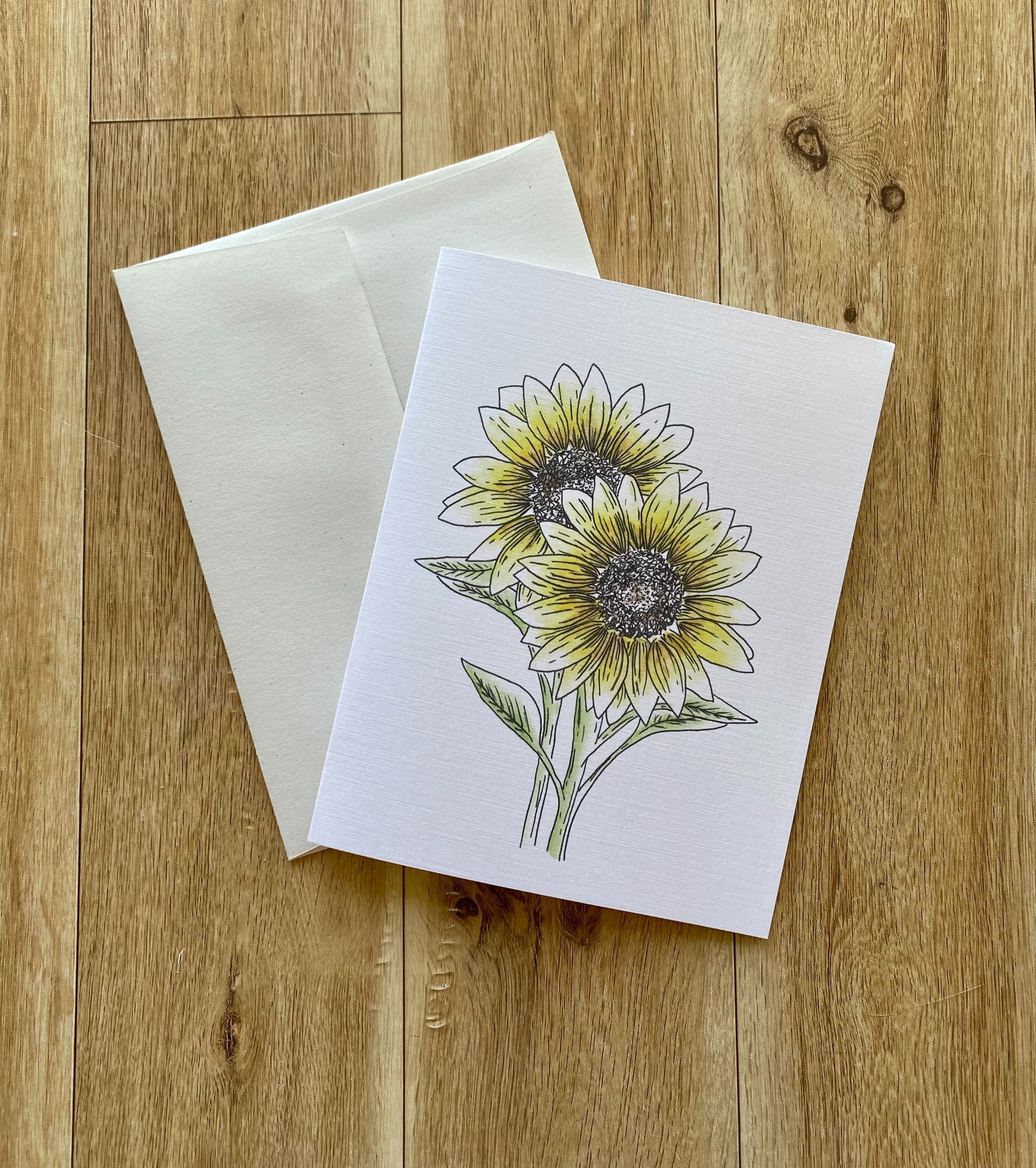 Blank Watercolor Sunflower Greeting Card