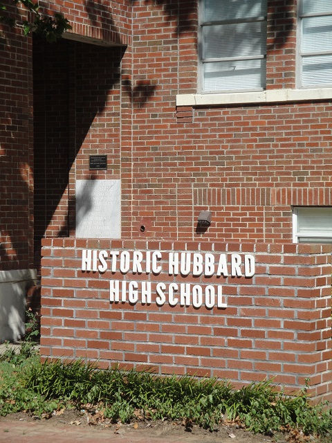 A wall display on the Hubbard High School building