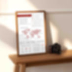 Thumbnail: Flight attendant cabin crew poster with flying details with the world map on a white background framed on a wooden furniture