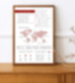 Thumbnail: Flight attendant cabin crew poster with flying details with the world map on a white background in a wooden frame