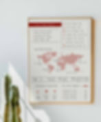 Thumbnail: Flight attendant cabin crew poster with flying details with the world map on a white background hanging on a wall