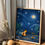 Thumbnail: Framed fine art print by Sanjana Ranjit of a night scene with swirling stars and moon inspired by Van Gogh's Starry Night.