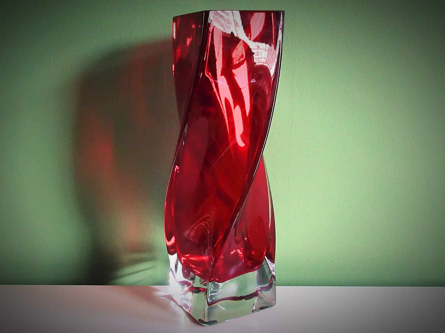 Murano Tall Twisted Red Vase