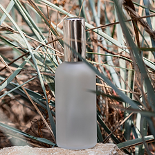 Sandblasted frosted glass toner bottle with soft haze effect