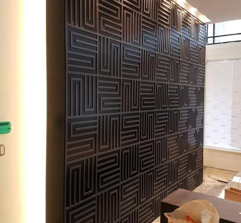 Close-up of wall panel millwork