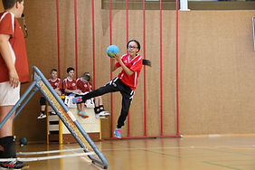 Équipe d’adultes jouant au tchoukball, lançant et rattrapant la balle durant un entraînement.