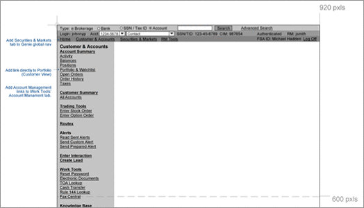 Customer Service Intranet Site Structure Wireframe