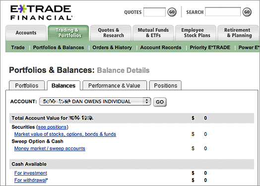 Balances Page Existing Design