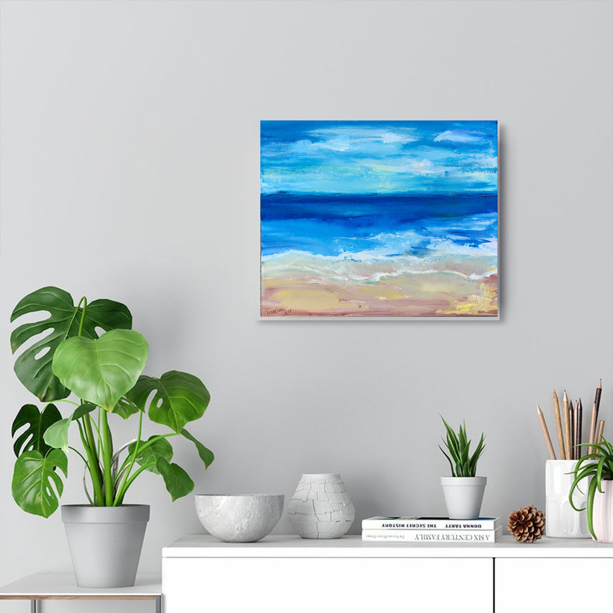 ORIGINAL Beach Scene, Ocean Wave Painting, Acrylic