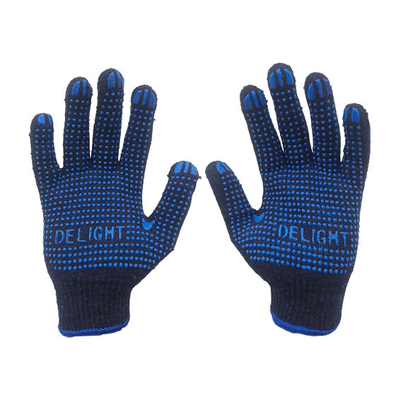 cotton gloves blue dotted