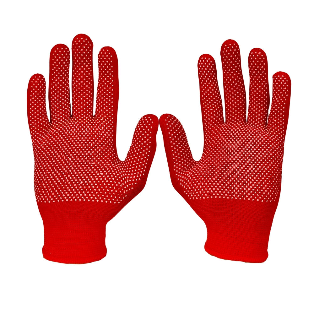 Delight MPKD13-62(R) 13 Gauge Red Polyester PVC Dotted Hand Gloves