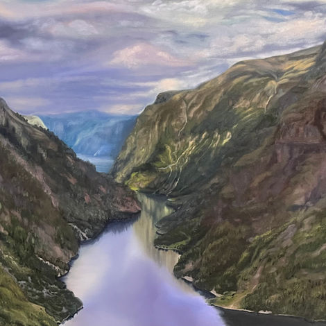 "Nærøyfjord," 24x48" oil on canvas. (SOLD)