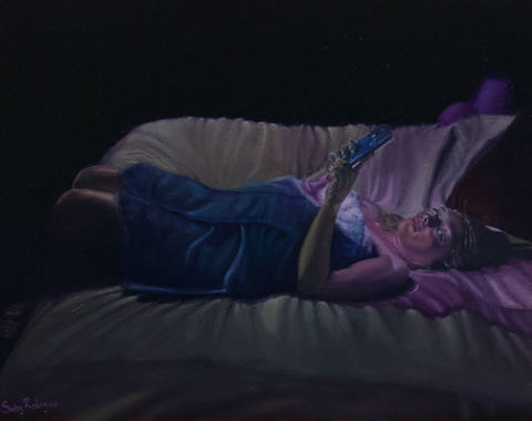 "Alone Time with 1,000 Strangers" oil on 10x14" wood panel