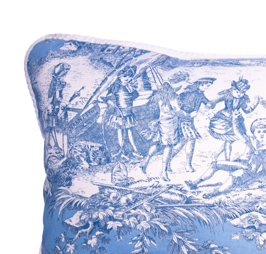 Thumbnail: Blue Chinoiserie Cotton Long Cushion