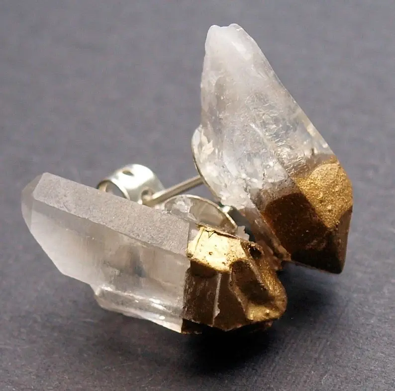 RAW QUARTZ ROCK STUD EARRINGS