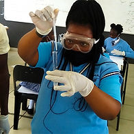 Science learner during lesson practical