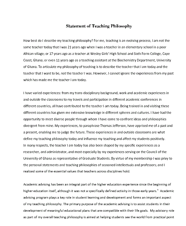 Philosophy of Teaching Statement Template
