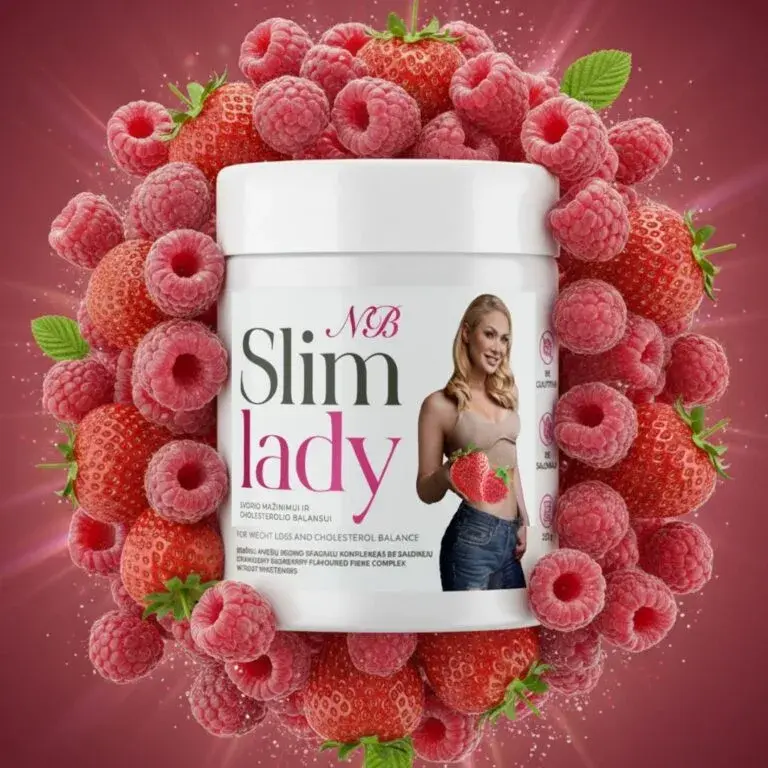 NB SLIM LADY – braškių-aviečių skonio skaidulų kompleksas be saldiklių, 225 g