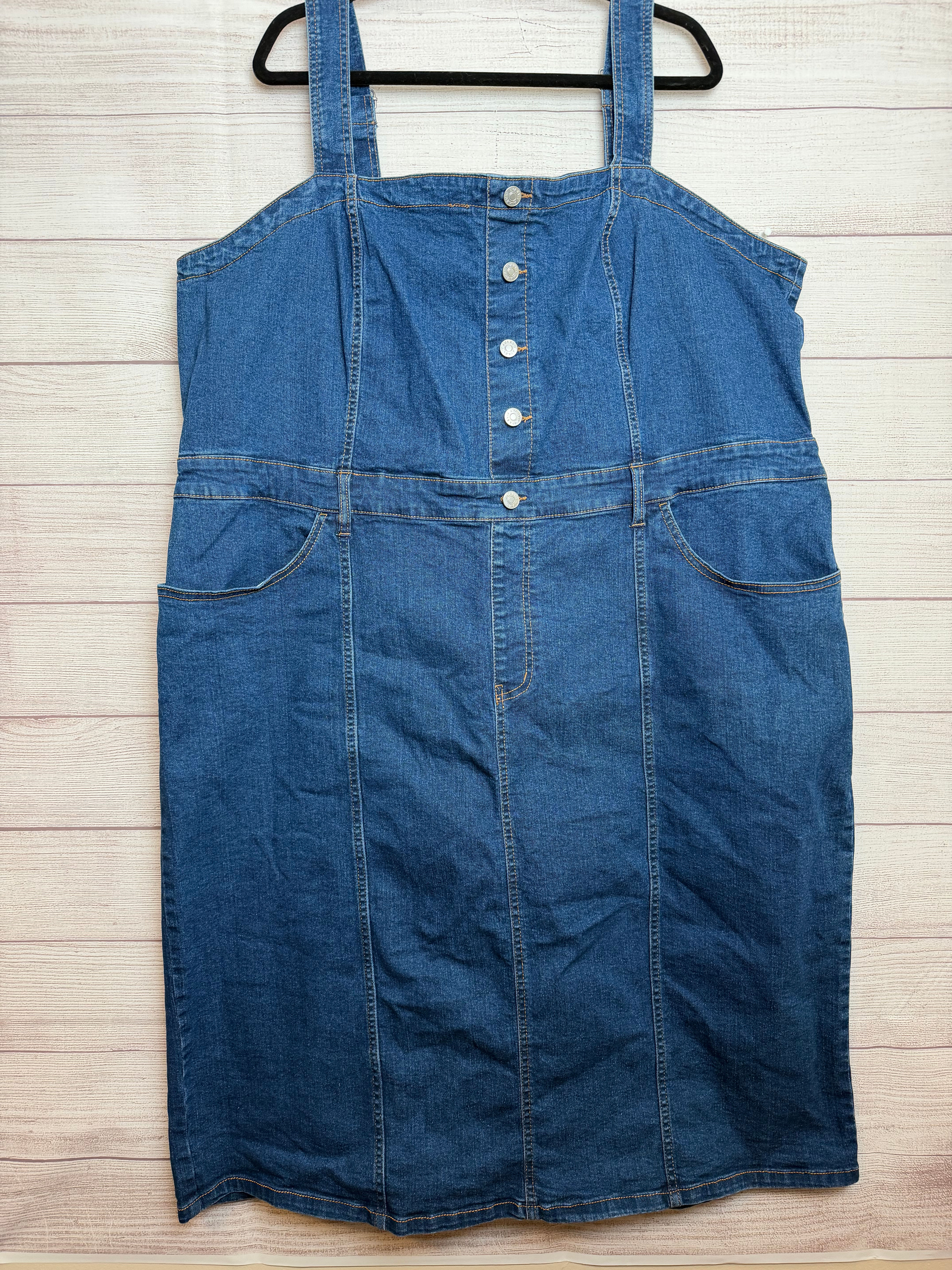Ava & Viv Blue Denim Overall Dress ~ 3X