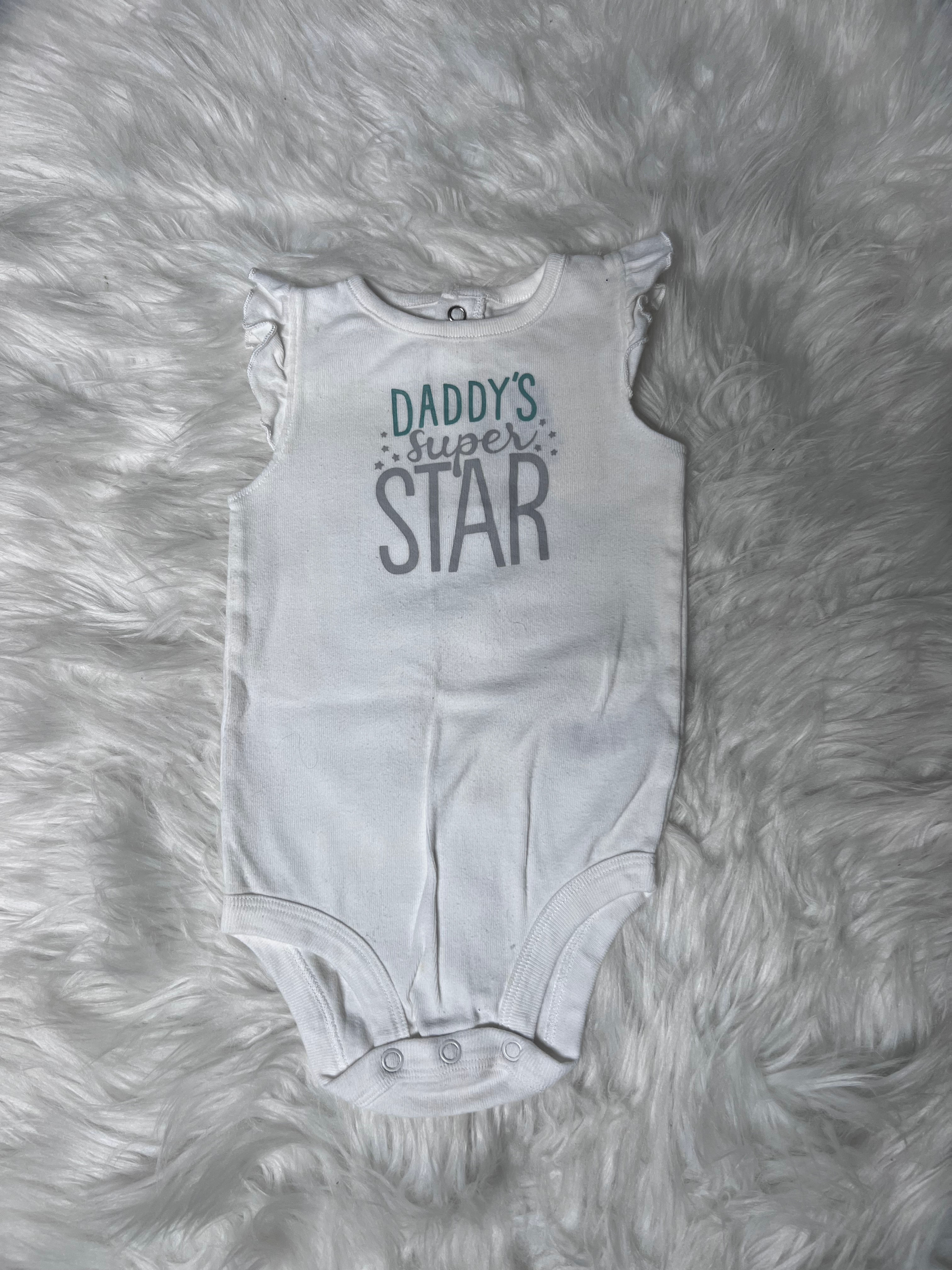 Just One You "Daddy's Superstar" body suit with frill cap sleeves ~ 8m