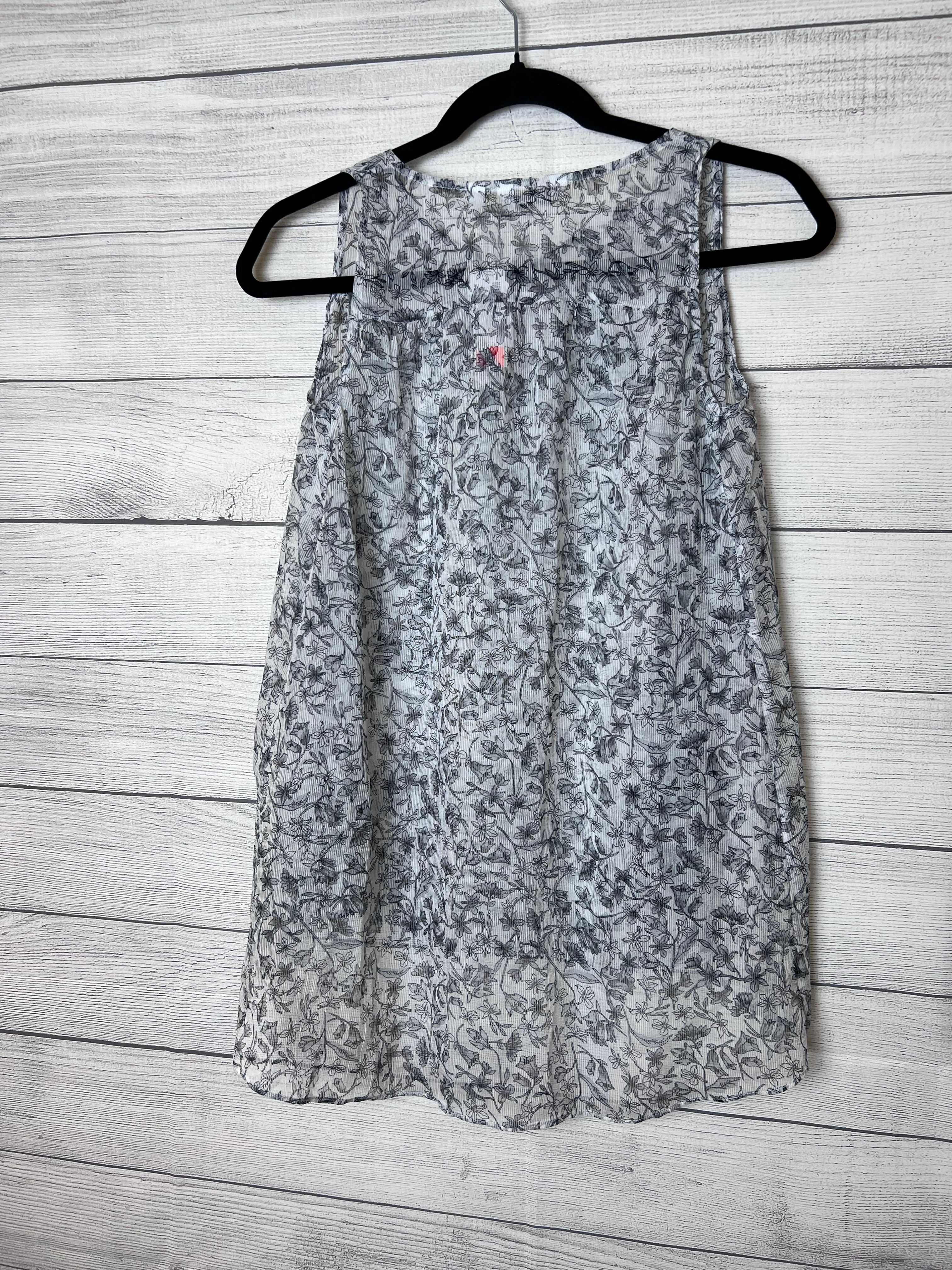 Reitman's Sheer Blouse, Sleevless, Cream with Black Floral Print ~ XXS