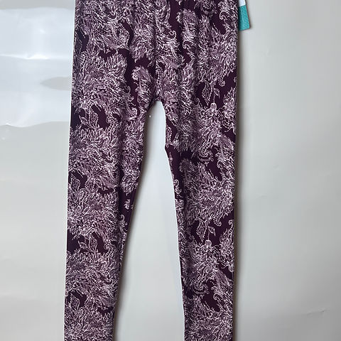 SweetLegs Full Length Leggings, Wine with White Design, New with Tags ~ One Size