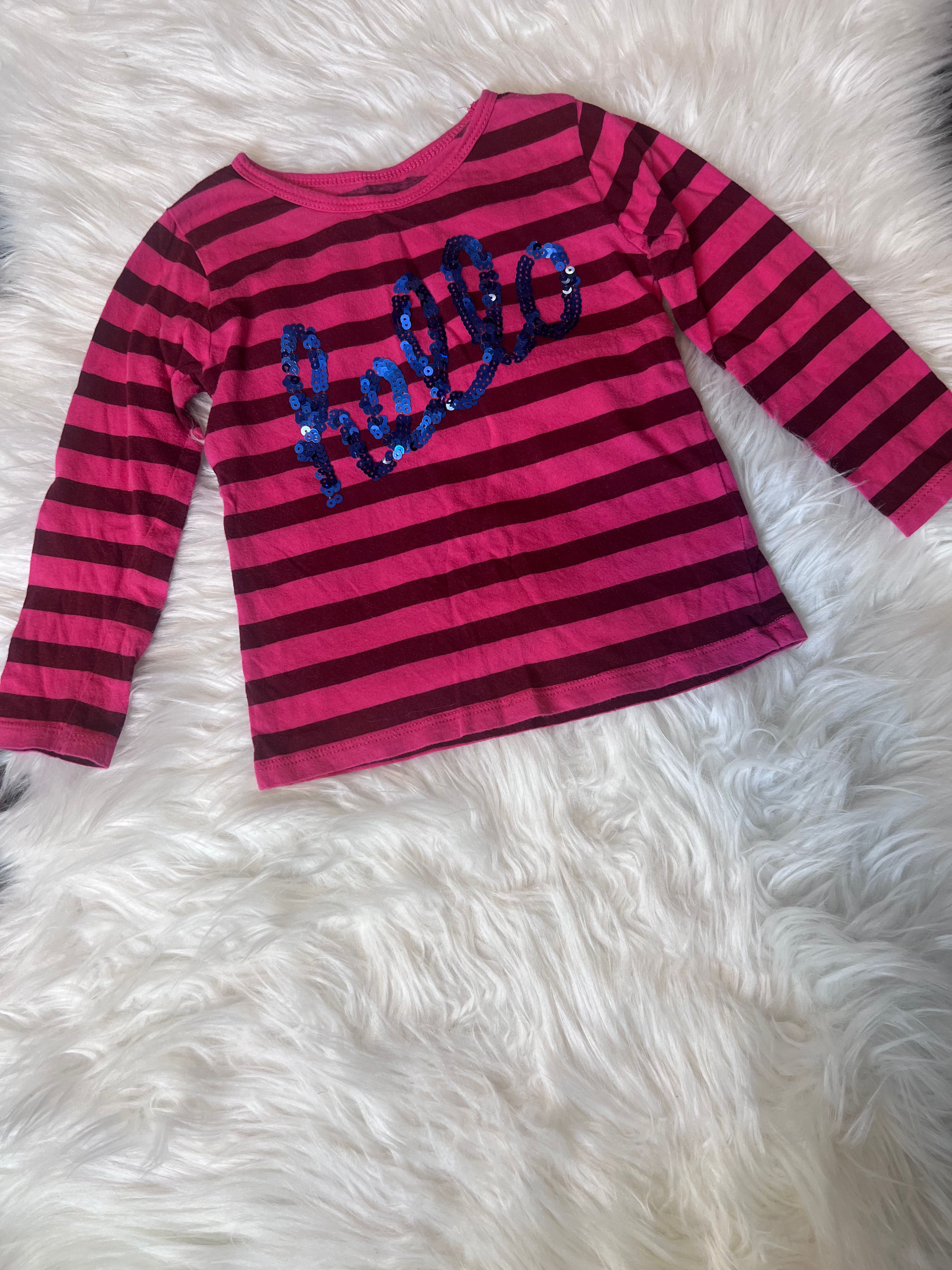 Joe Fresh Long Sleeved Tee, Pink and Mauve, "hello" Sequins ~ 3