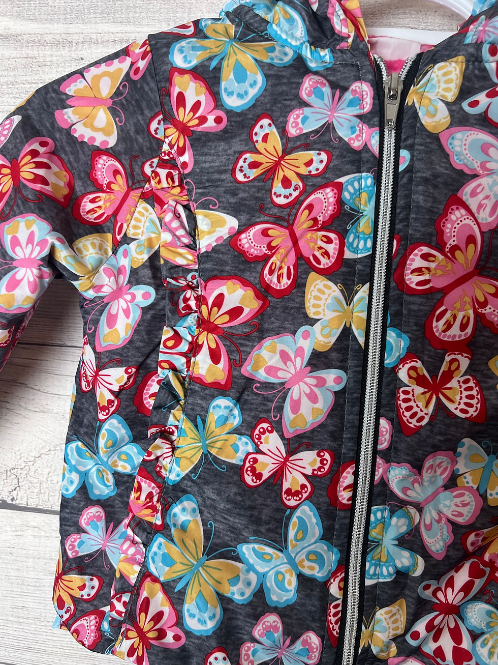 Thumbnail: Penelope Matt Butterfly Fleece Lined Coat with Ruffle Details ~ 2