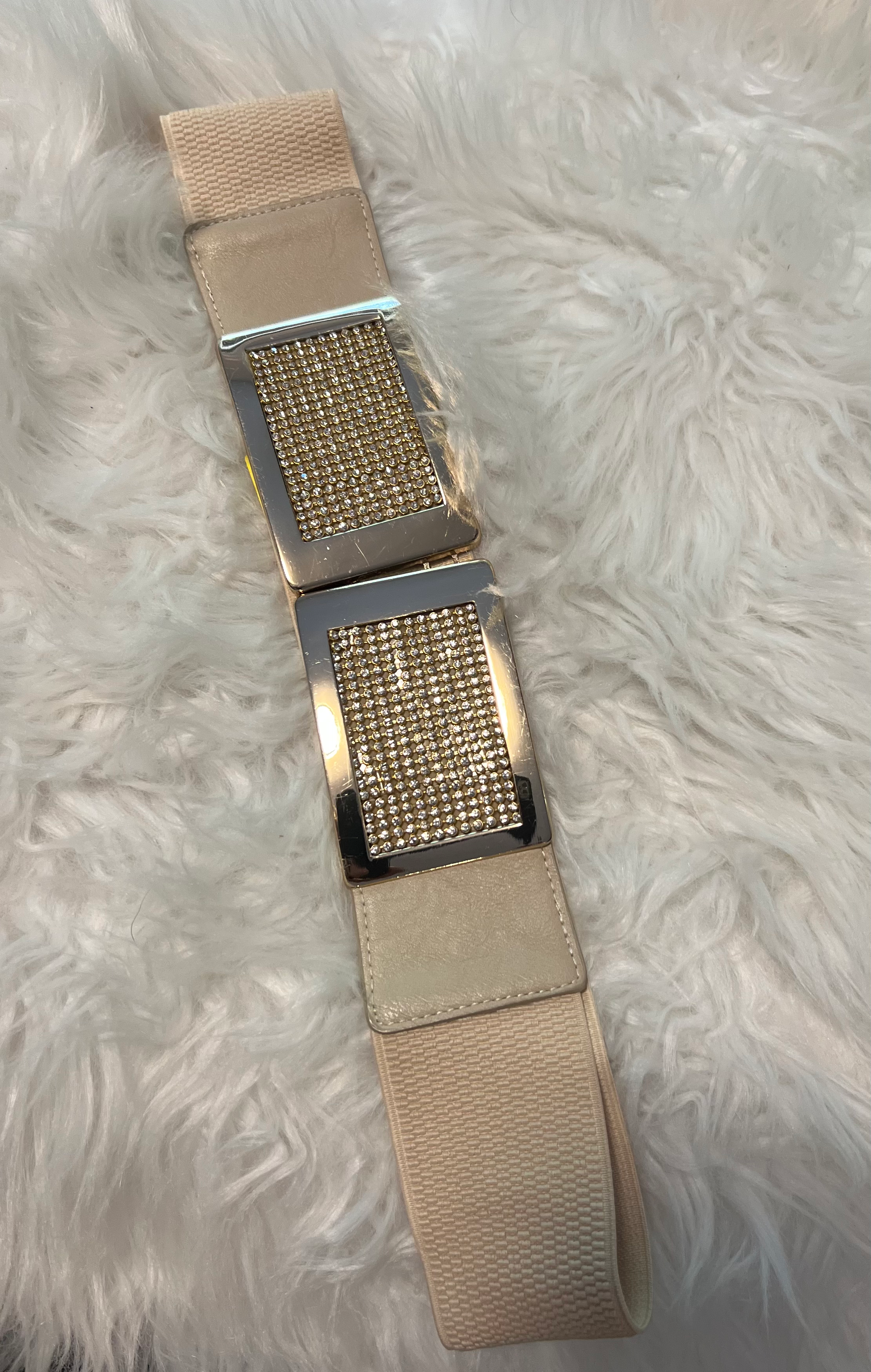 Beige and Gold Clip Belt • O/S