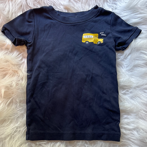 Old Navy Blue with School Bus Short Sleeve Tee • 3T